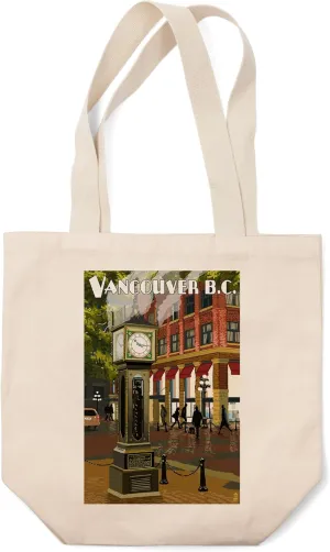 Lantern Press Vancouver, BC, Canada, Steam Clock (100% Cotton Canvas Reusable Tote Bag)