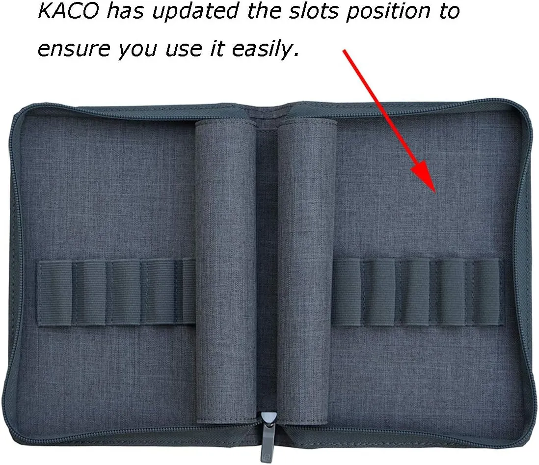 Lanxivi 10 Slots Fountain Pen Case Gray, Waterproof Canvas Pen Holder Display Pouch Bag by KACO