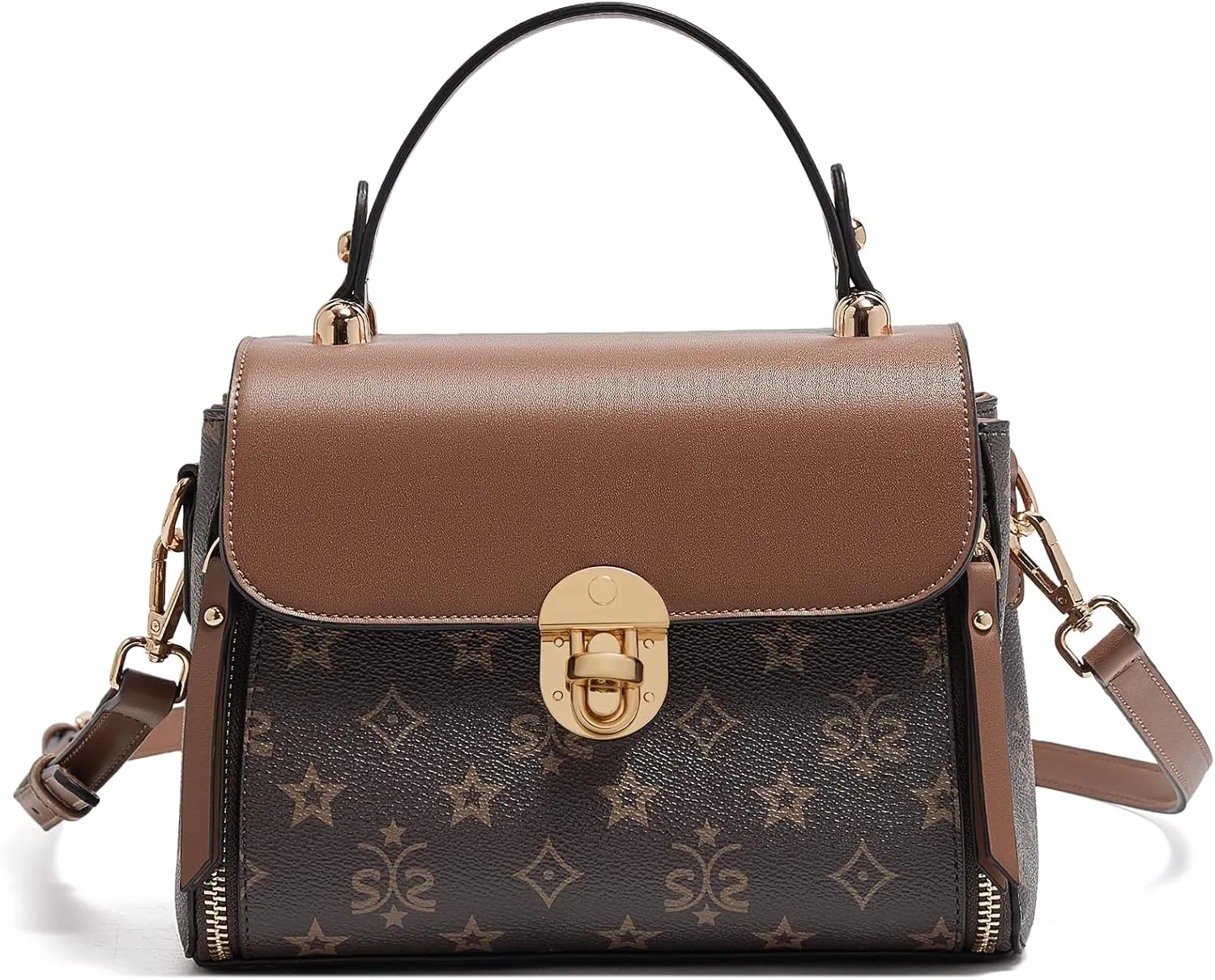 LAORENTOU Vegan Leather Top-handle Crossbody Bag for Women Satchel Trendy Handbags Printed Purse