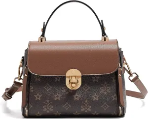 LAORENTOU Vegan Leather Top-handle Crossbody Bag for Women Satchel Trendy Handbags Printed Purse