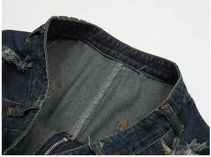 LAPRBY Y2K Blue Denim Shorts Summer Casual Loose Straight Leg Unisex Baggy Jeans Shorts Jorts Grunge Harajuku Streetwear