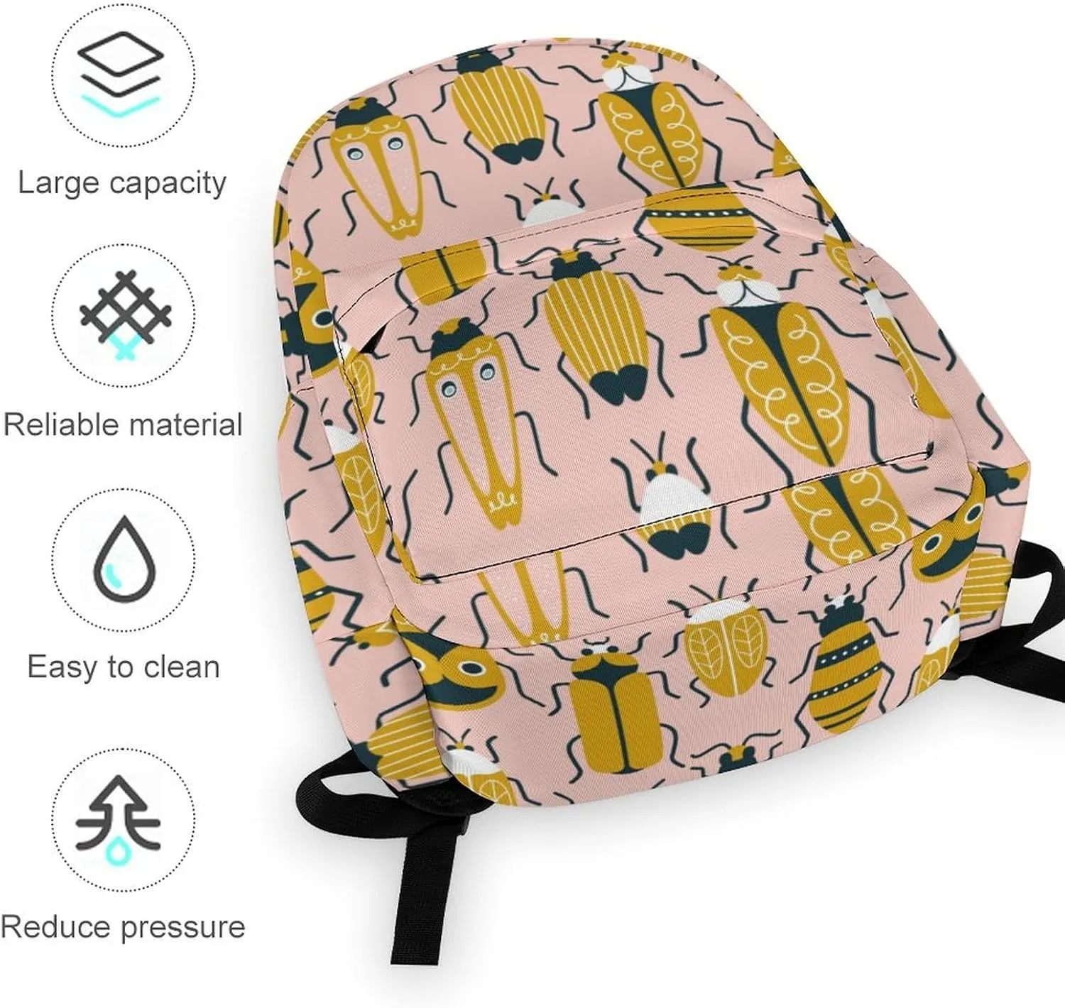 Laptop Backpack for Men Women Cute Beetle Travel Work Backpack with Compartment Large Capacity Spring Daypack Business Work Bag