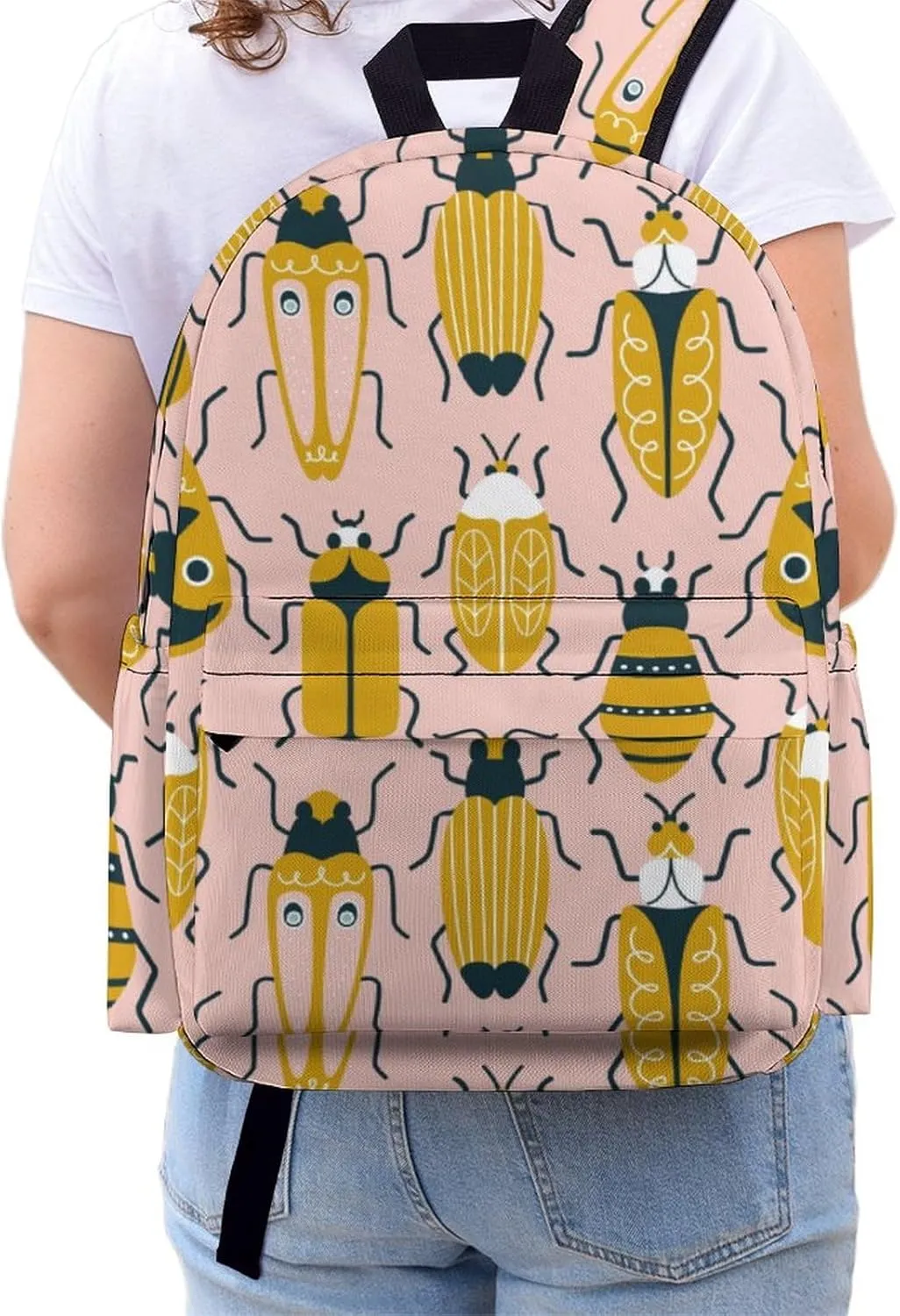 Laptop Backpack for Men Women Cute Beetle Travel Work Backpack with Compartment Large Capacity Spring Daypack Business Work Bag