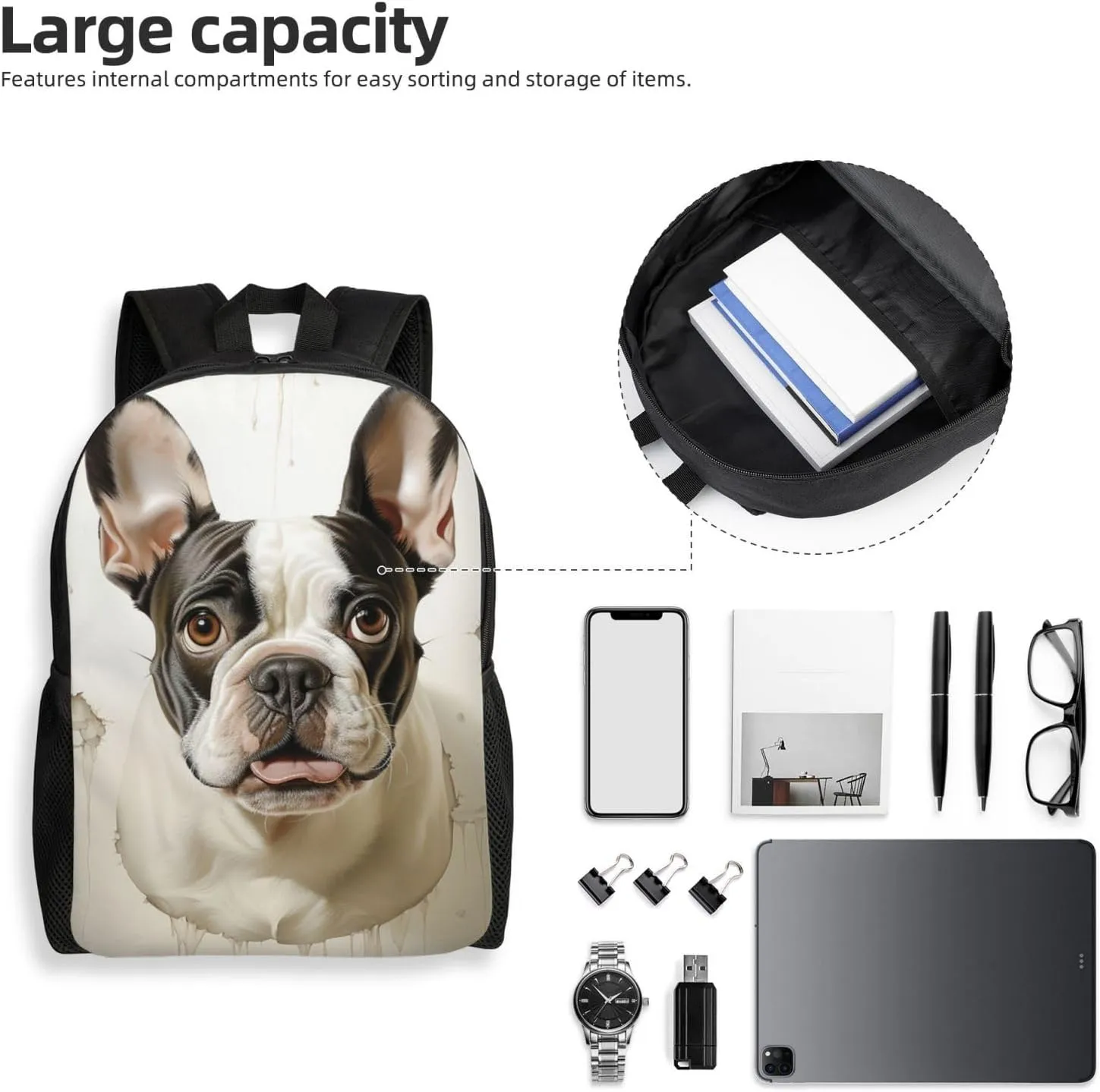 Laptop Backpack for Women Men Carry-on Backpack Dog Head Daypack Lightweight Travel Shoulder Bags