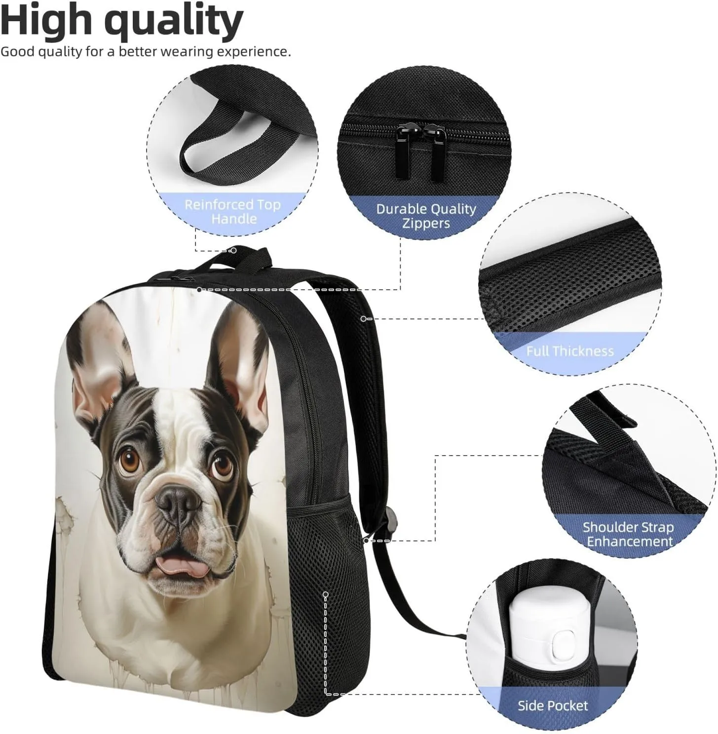Laptop Backpack for Women Men Carry-on Backpack Dog Head Daypack Lightweight Travel Shoulder Bags