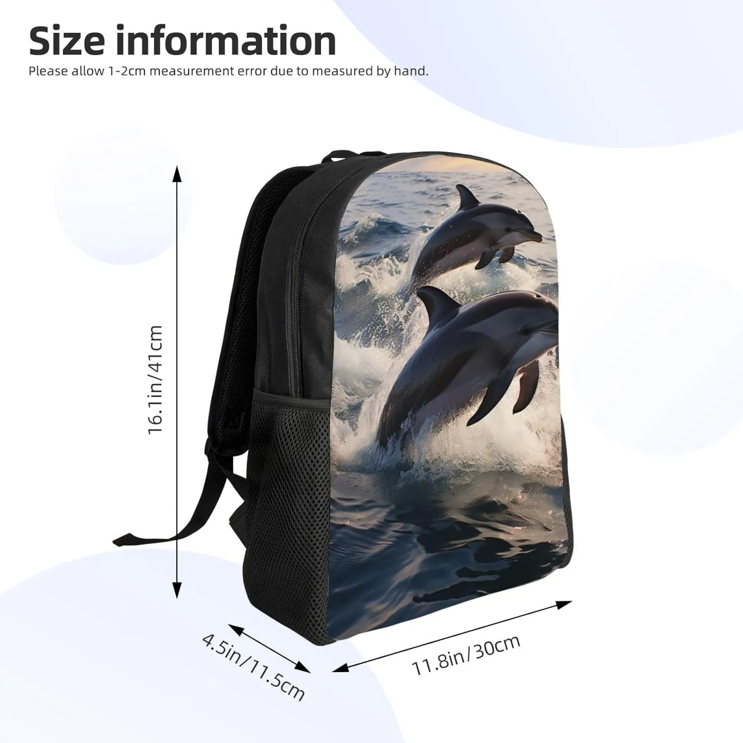 Laptop Backpack for Women Men Carry-on Backpack Dolphins in the sea Daypack Lightweight Travel Shoulder Bags