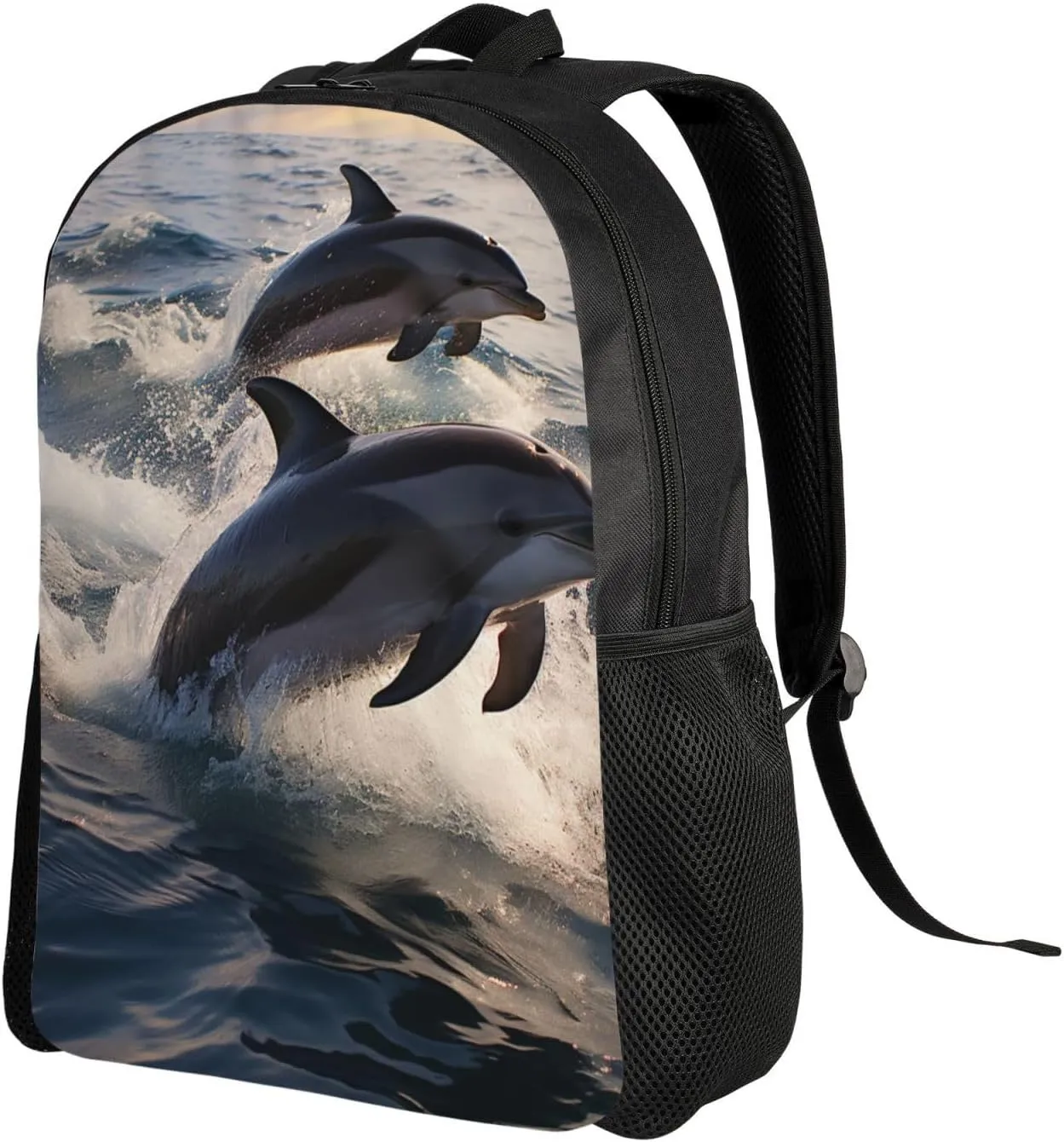 Laptop Backpack for Women Men Carry-on Backpack Dolphins in the sea Daypack Lightweight Travel Shoulder Bags