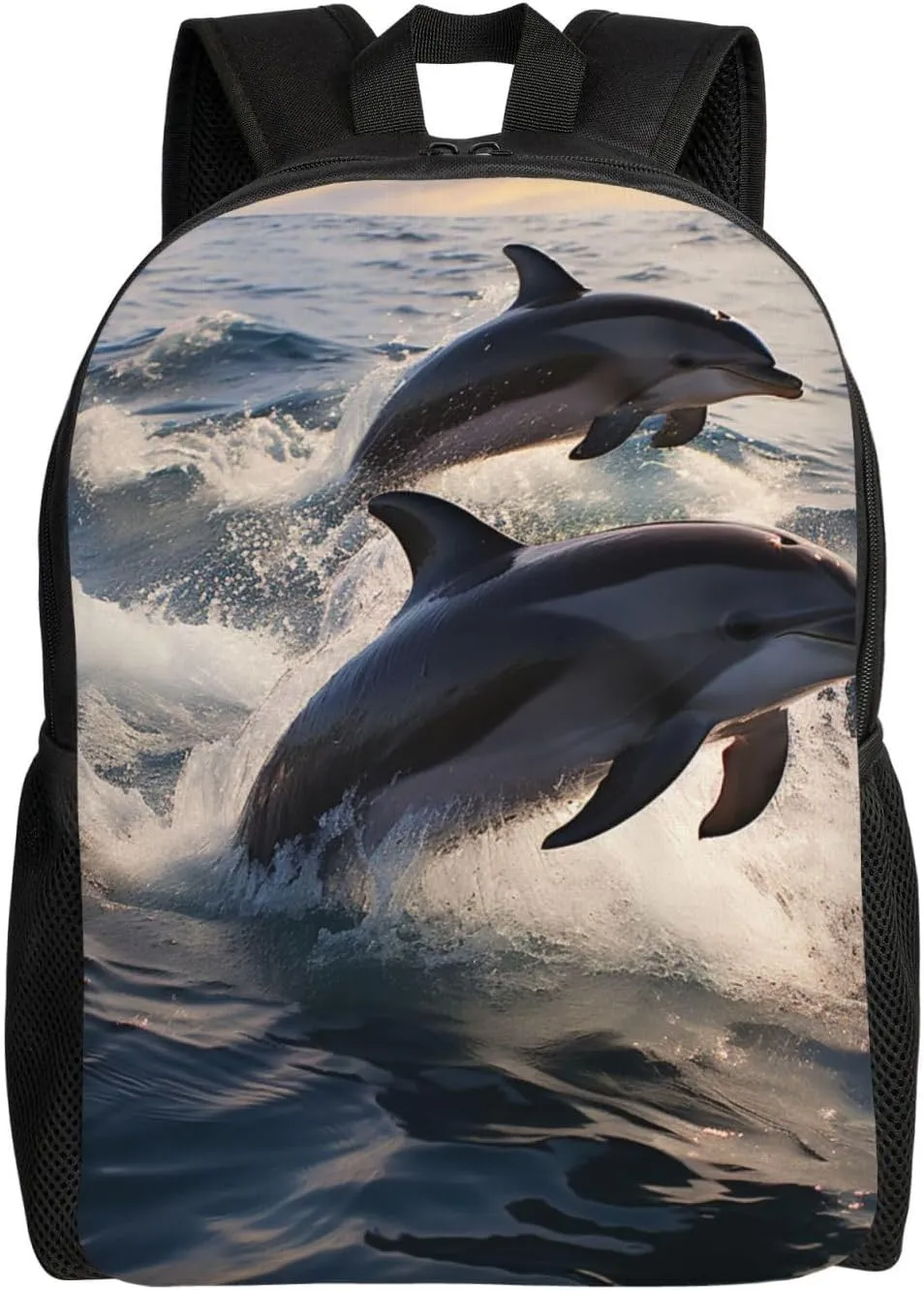 Laptop Backpack for Women Men Carry-on Backpack Dolphins in the sea Daypack Lightweight Travel Shoulder Bags