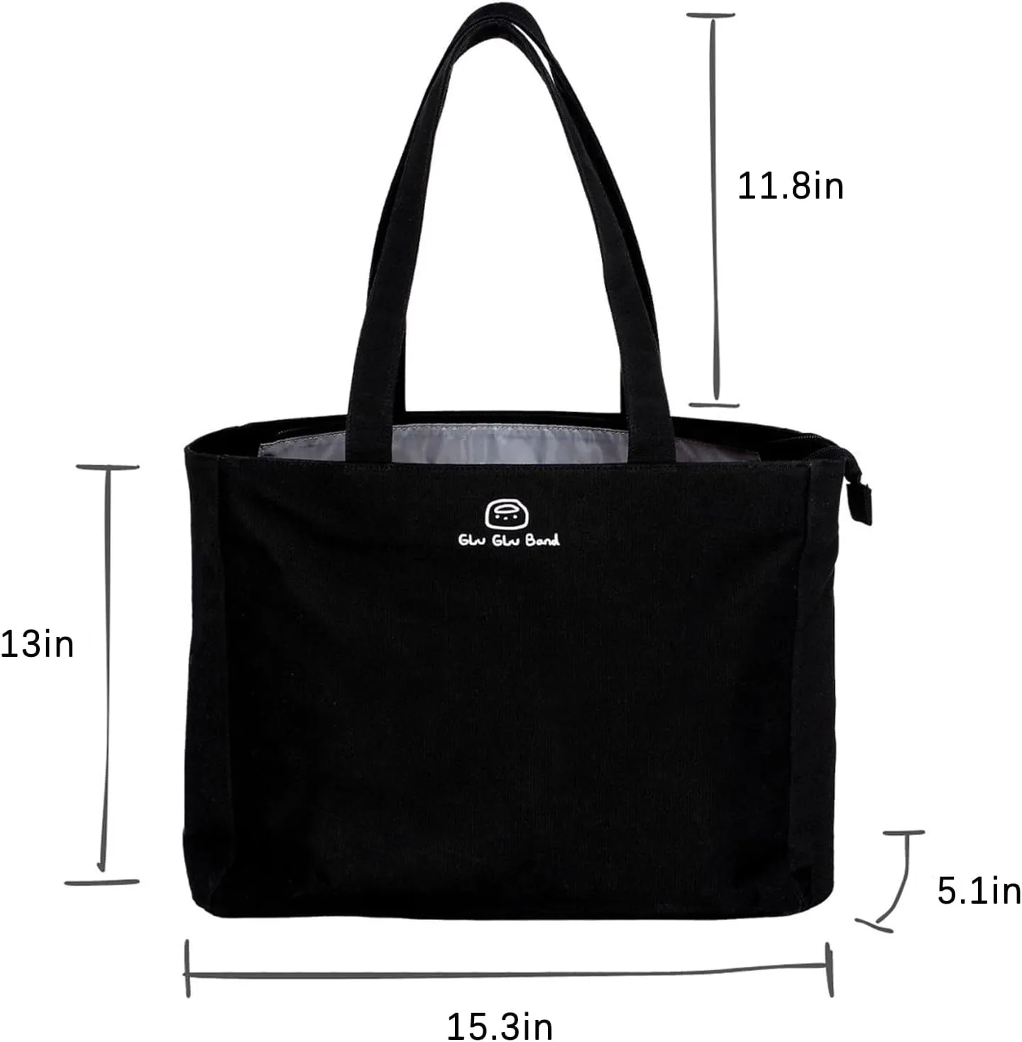 Large Capacity Canvas Laptop Tote Bag with Zipper, Multi-compartments School Work Tote Bag for Women 16in