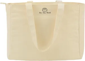 Large Capacity Canvas Laptop Tote Bag with Zipper, Multi-compartments School Work Tote Bag for Women 16in