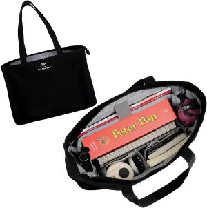 Large Capacity Canvas Laptop Tote Bag with Zipper, Multi-compartments School Work Tote Bag for Women 16in