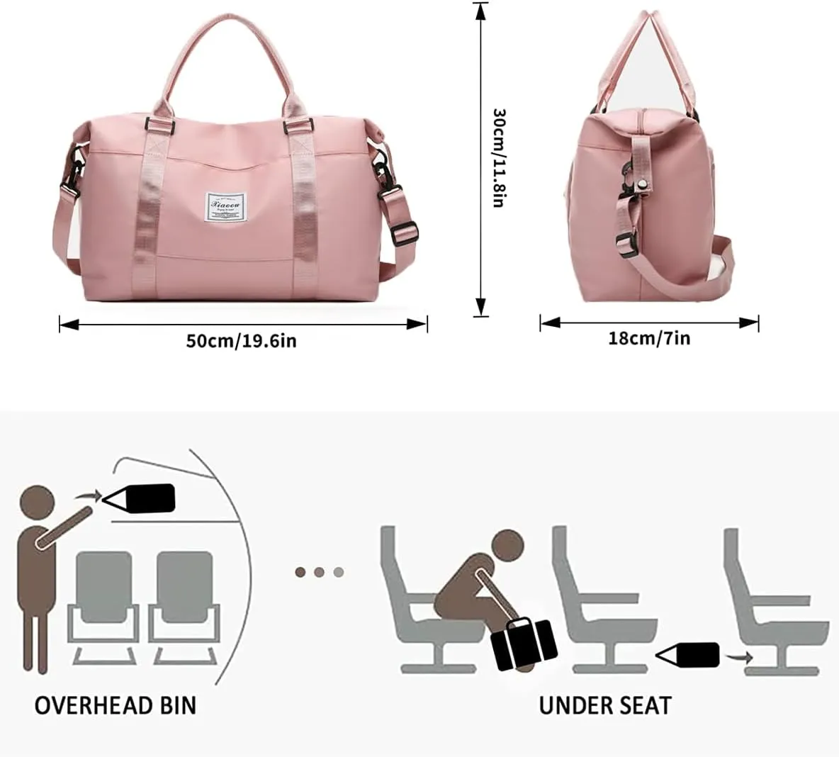 Large Capacity Folding Travel Bag - Dry and Wet Separation Multifunctional Sports Shoulder Duffel, Lightweight Waterproof Carry Luggage (Pink-L)