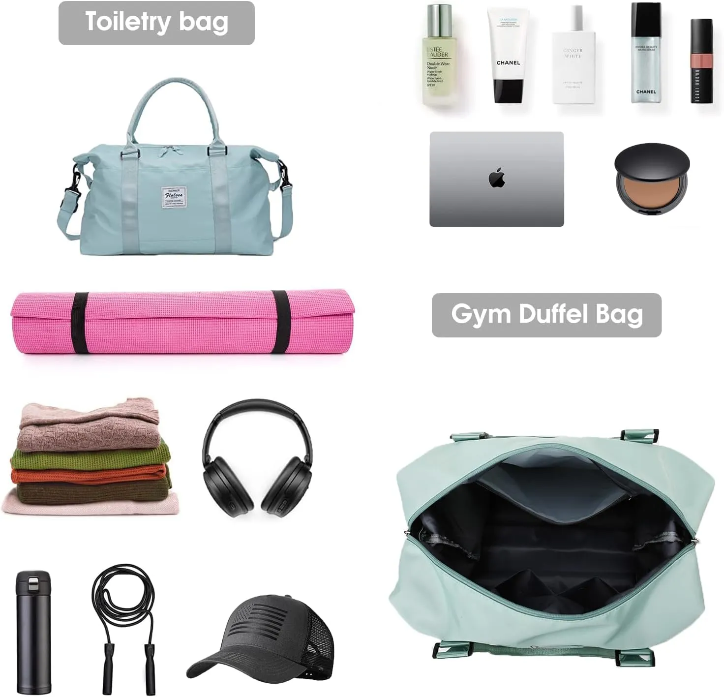 Large Capacity Folding Travel Bag - Dry and Wet Separation Multifunctional Sports Shoulder Duffel, Lightweight Waterproof Carry Luggage (Pink-L)