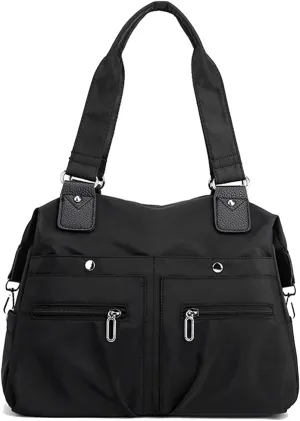 Large Capacity Lightweight Waterproof Multi-Pocket Nylon Shoulder Bag with Zipper, Crossbody Travel Messenger Bag