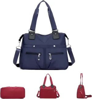 Large Capacity Waterproof Multi Pocket Nylon Shoulder Bag, Crossbody Travel Messenger Bag, Nylon Tote Bag