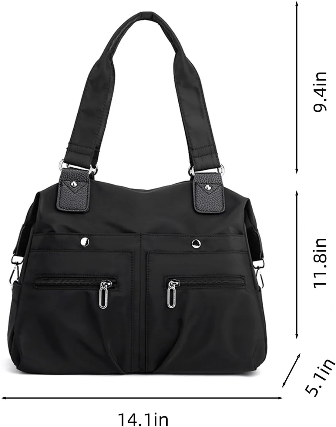 Large Capacity Waterproof Multi Pocket Shoulder Bag, Nylon Tote Bag (Light Brown) for Women, Female Travelers, Active Women, Frequent Flyers, 14.1*5.1*11.8in