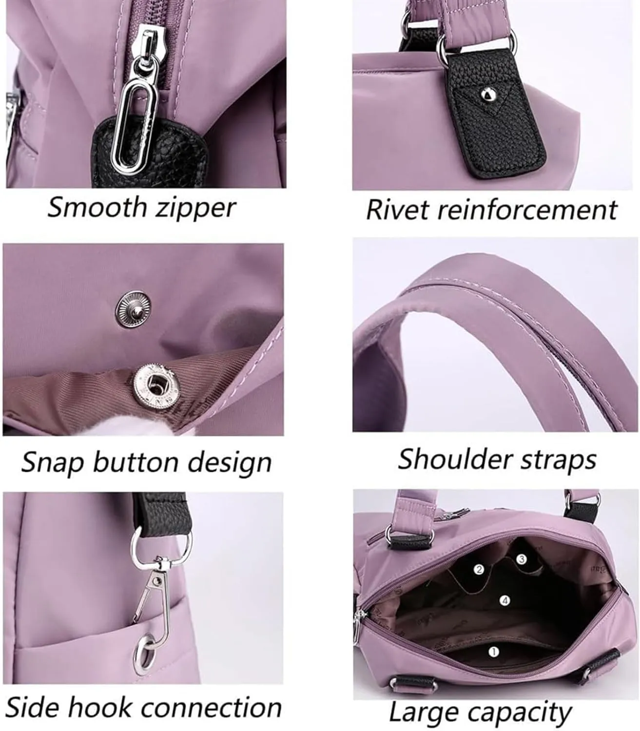 Large Capacity Waterproof Multi Pocket Shoulder Bag, Nylon Tote Bag (Light Brown) for Women, Female Travelers, Active Women, Frequent Flyers, 14.1*5.1*11.8in
