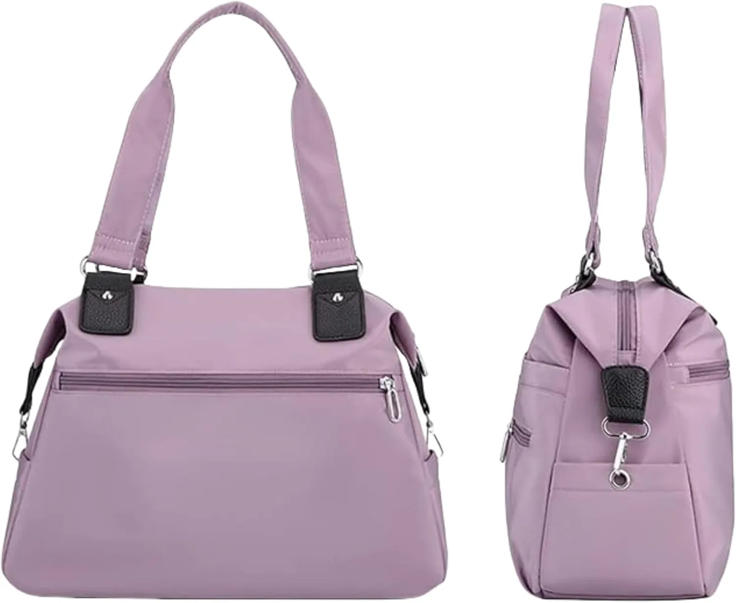 Large Capacity Waterproof Multi Pocket Shoulder Bag,Women resistant Nylon Handbag,Ladies Multi Fashion Crossbody with Zipper (37×27×13cm,black)