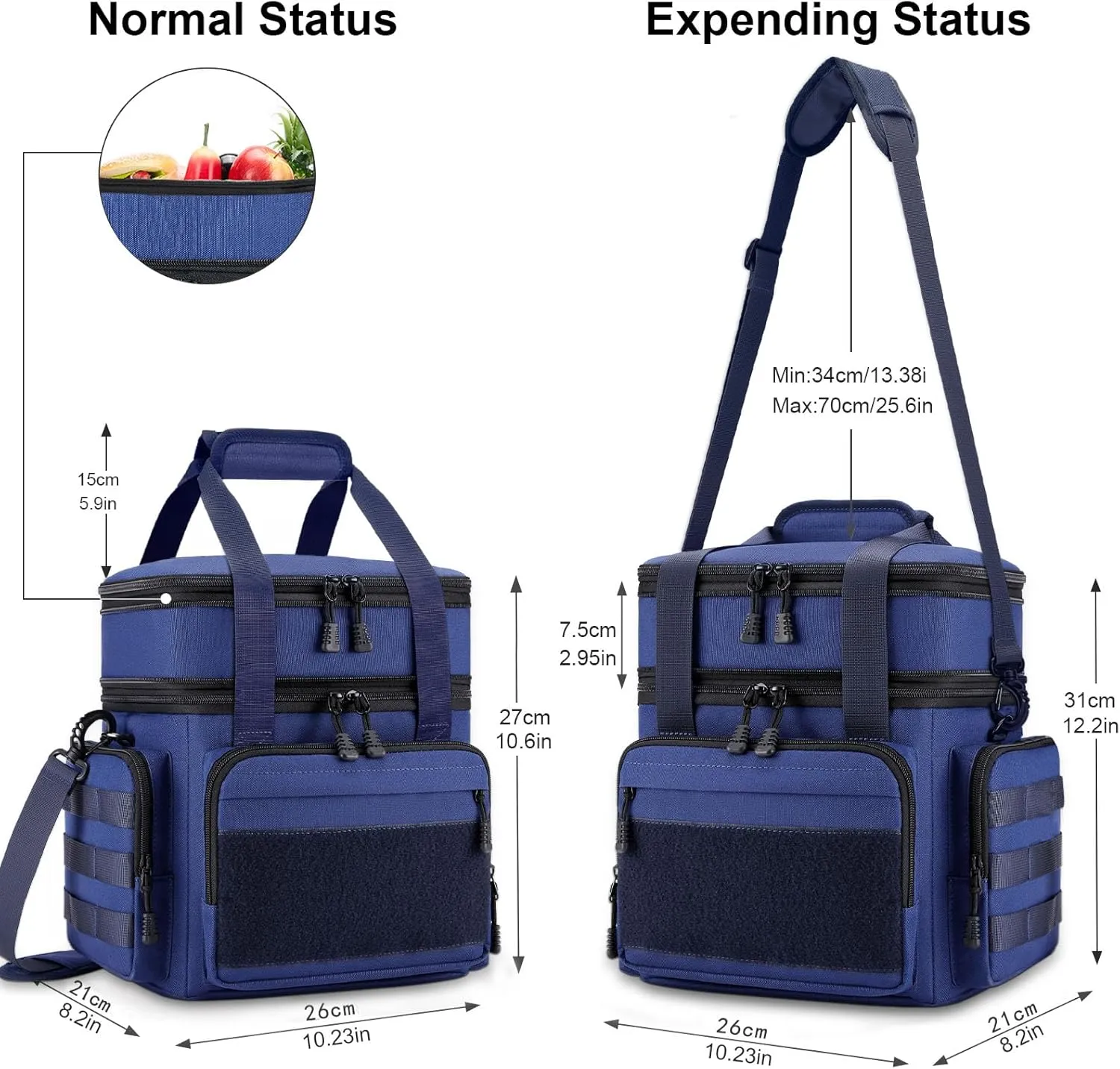 Large Lunch Box Bag for Men - Tactical Insulated Lunch Bag Adult - Thermal Lunchbox Leakproof Waterproof Cooler Bag for Work Office Camping Travel