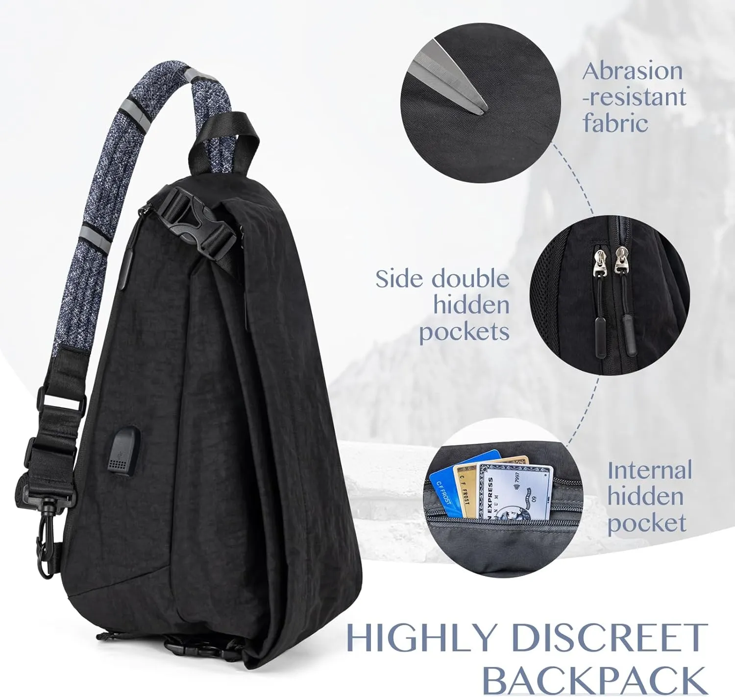 Large Sling Bag Nylon Purse Crossbody Bags for Women Waterproof Shoulder Bag for Women Men Travel Hiking
