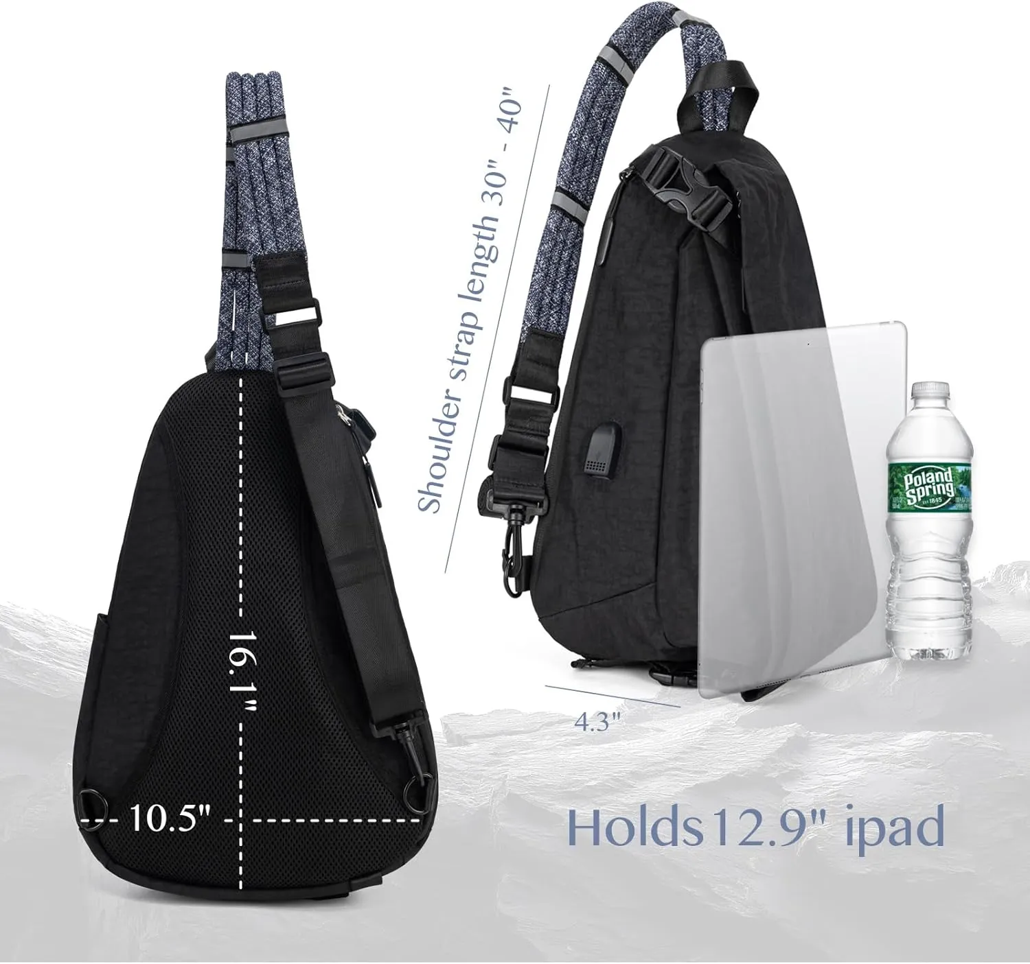Large Sling Bag Nylon Purse Crossbody Bags for Women Waterproof Shoulder Bag for Women Men Travel Hiking