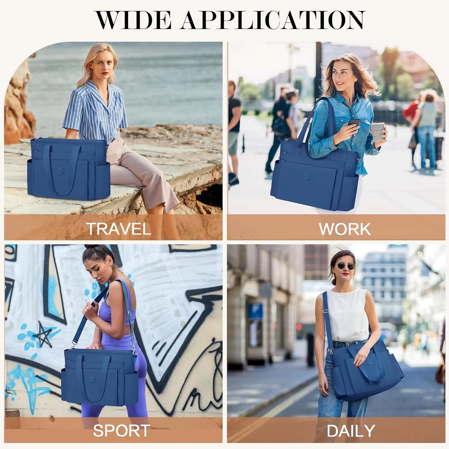 Large Tote Bag for Women, Waterproof Nylon Crossbody Tote Bag Shoulder Bag Carry On Bags for Travel Work Gym