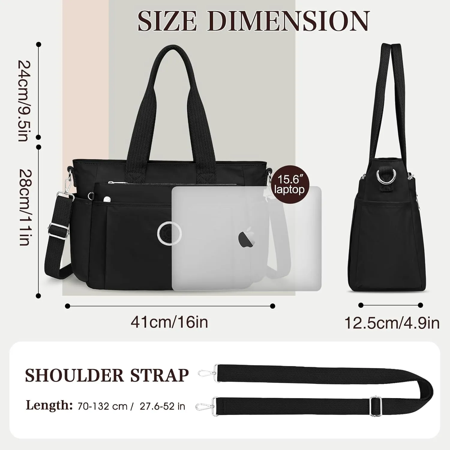 Large Tote Bag for Women, Waterproof Nylon Crossbody Tote Bag Shoulder Bag Carry On Bags for Travel Work Gym