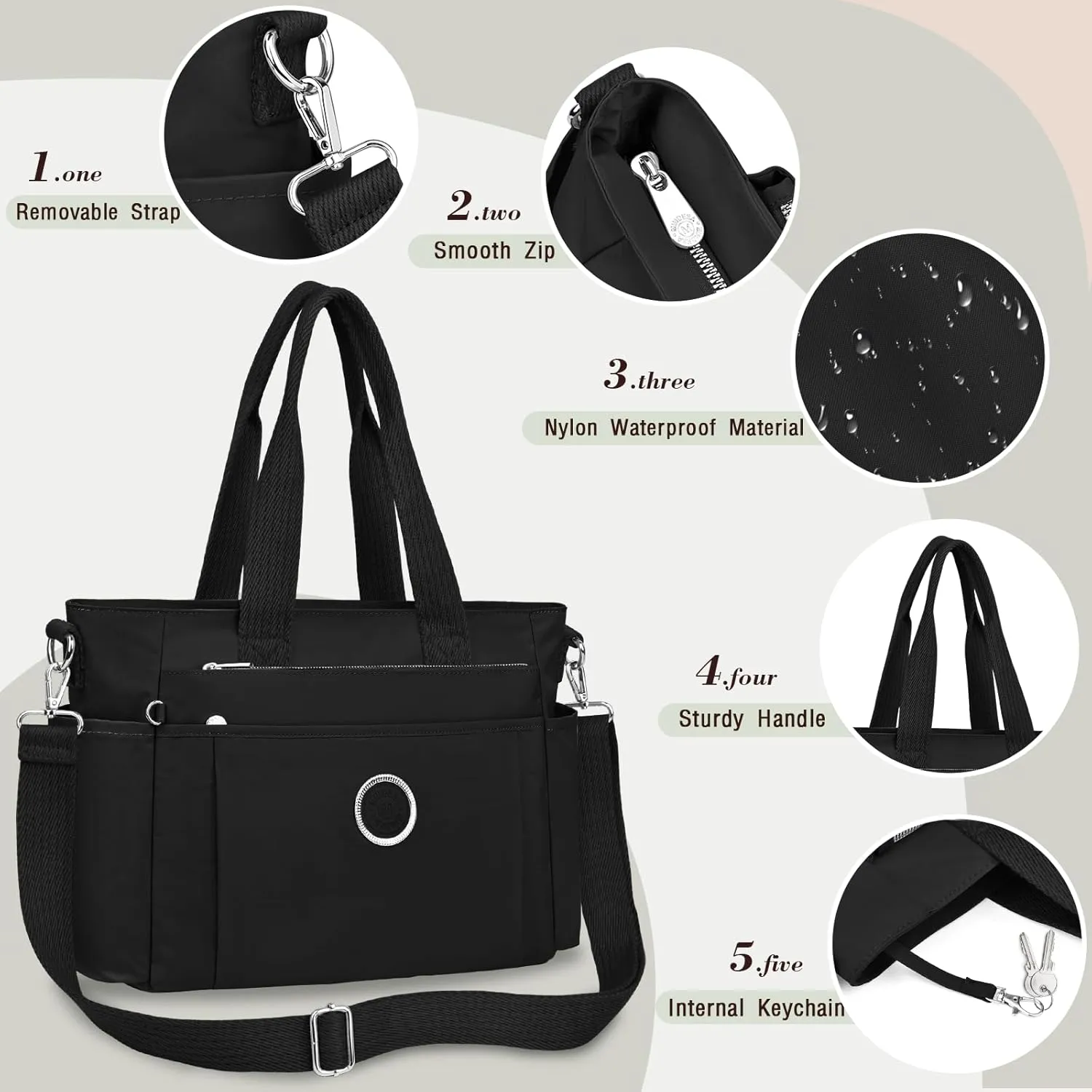 Large Tote Bag for Women, Waterproof Nylon Crossbody Tote Bag Shoulder Bag Carry On Bags for Travel Work Gym