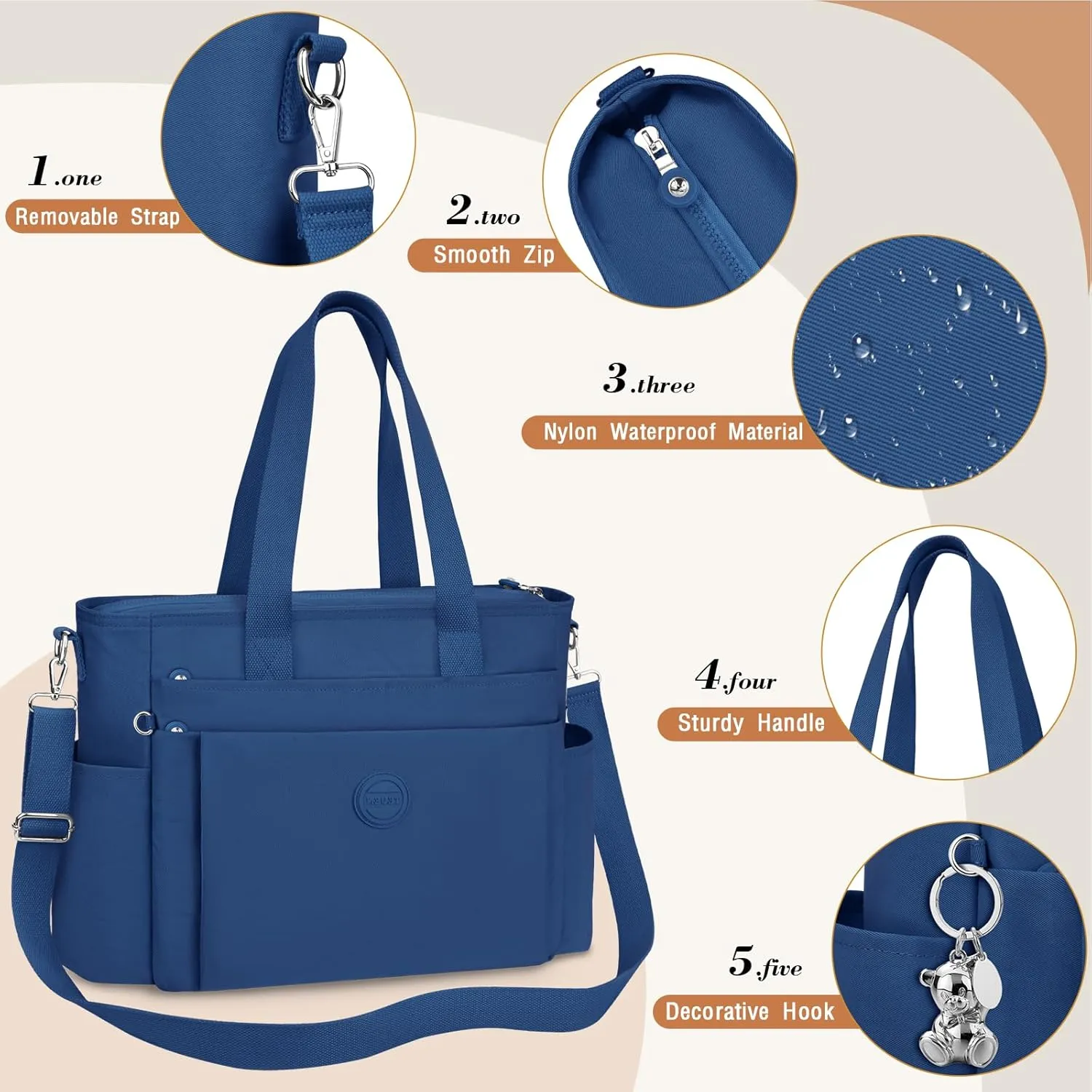 Large Tote Bag for Women, Waterproof Nylon Crossbody Tote Bag Shoulder Bag Carry On Bags for Travel Work Gym