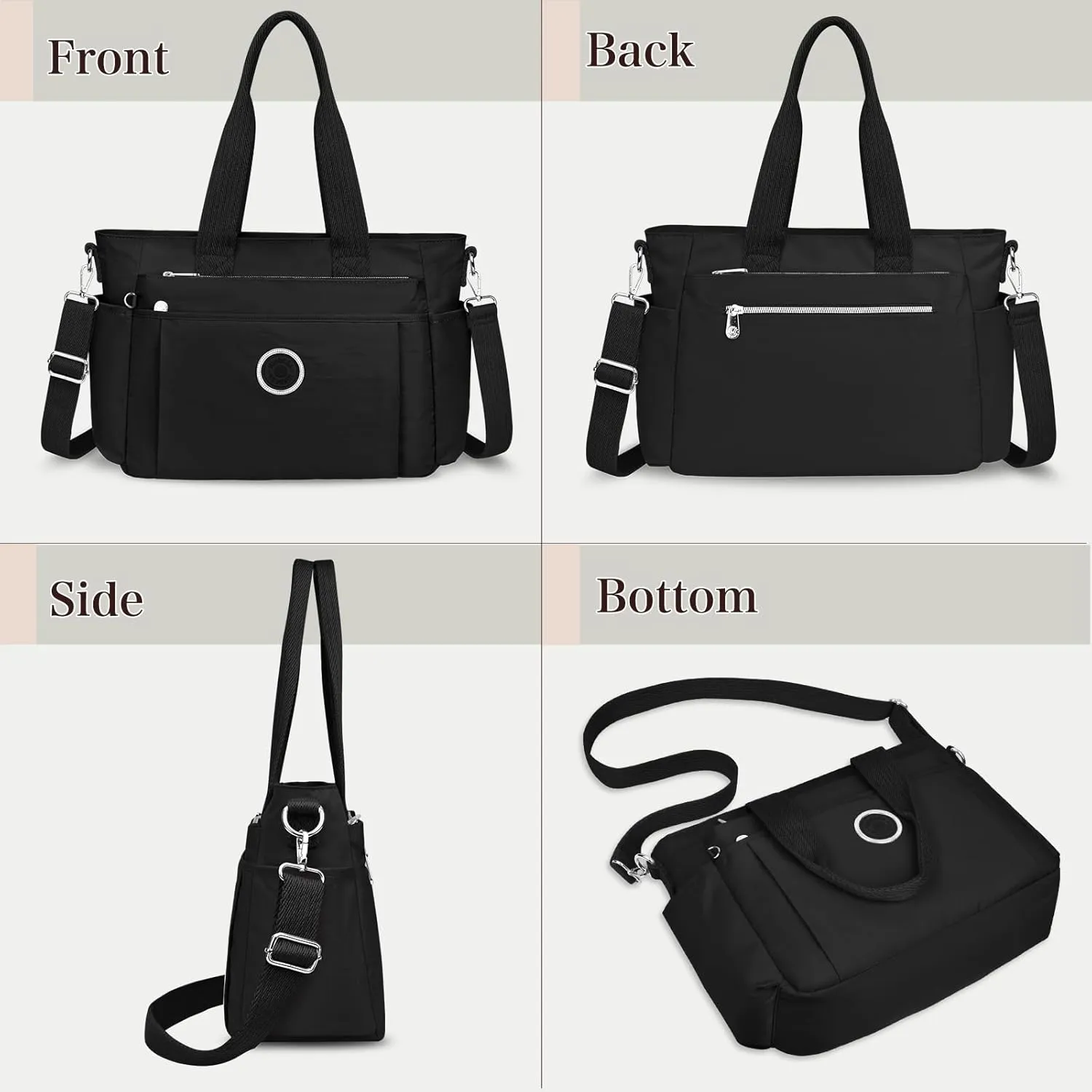 Large Tote Bag for Women, Waterproof Nylon Crossbody Tote Bag Shoulder Bag Carry On Bags for Travel Work Gym