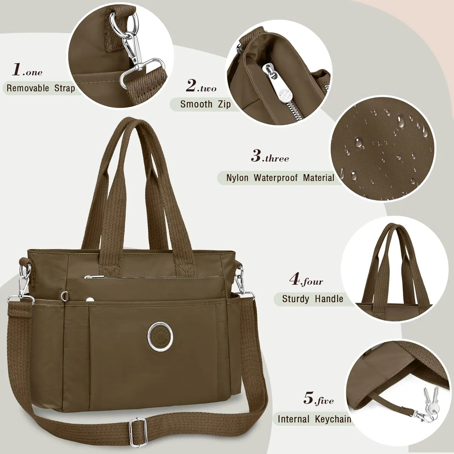Large Tote Bag for Women, Waterproof Nylon Crossbody Tote Bag Shoulder Bag Carry On Bags for Travel Work Gym