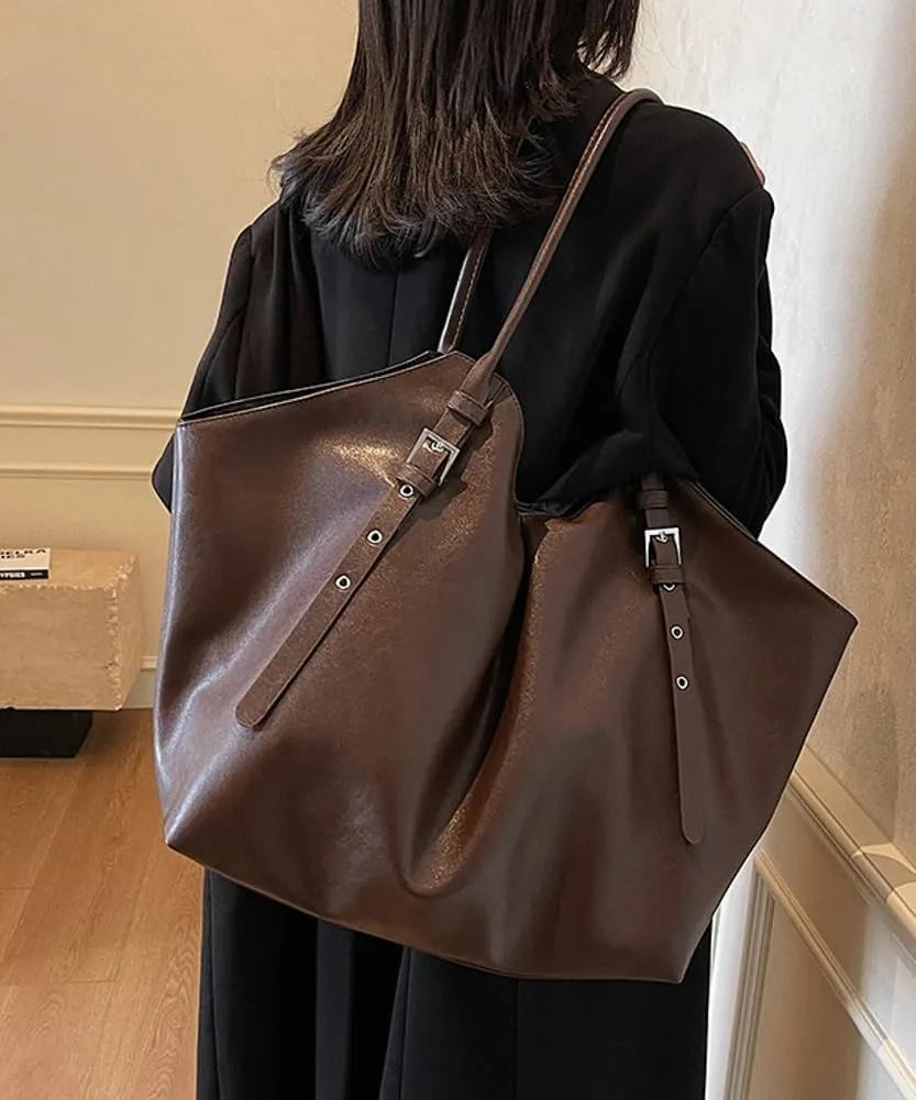 Large Tote Bag Women Trendy PU Leather Shoulder Purses Satchel Oversize Casual Handbags Work Dating College 2025