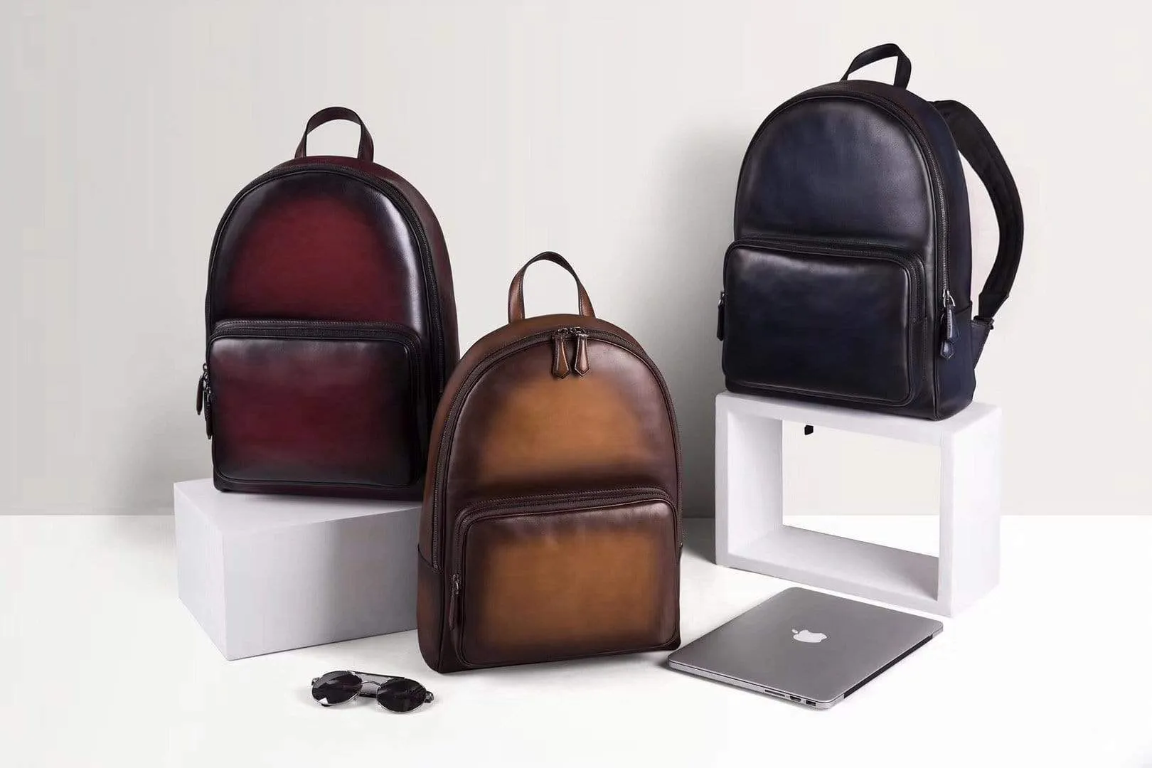 Large Vintage Smooth  Cowhide Leather Backpack