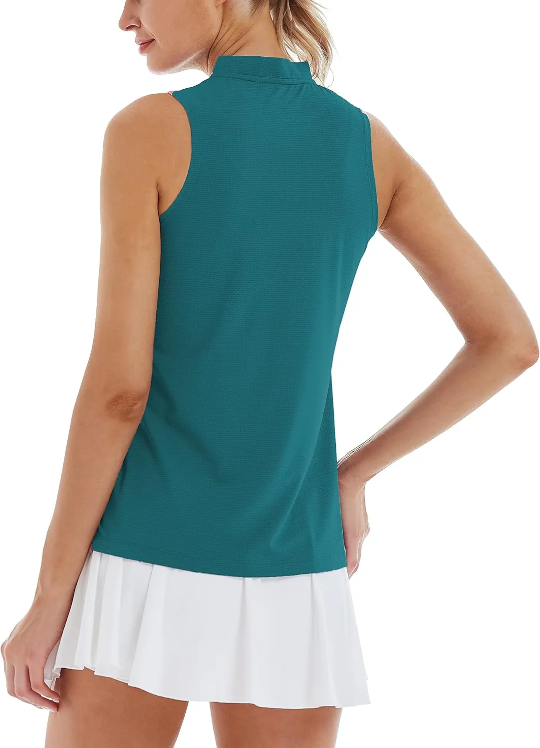 LastFor1 Women's Golf Polo Sleeveless Shirt Zip-Up UPF 50  UV Protection Athletic Tops Slim Fit Quick Dry Lightweight