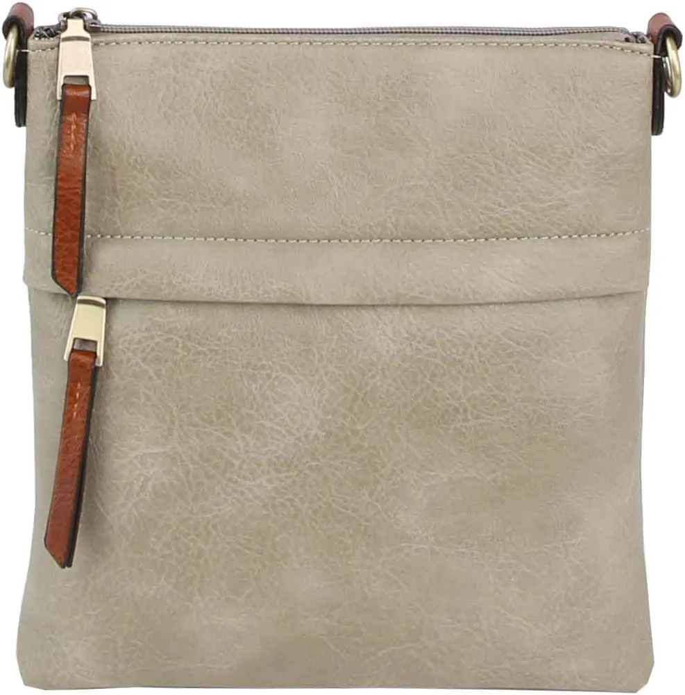 Le Miel Vegan Leather Double Zipper Square Crossbody Bag - Chic Companion for Women's Everyday Casual Occasions