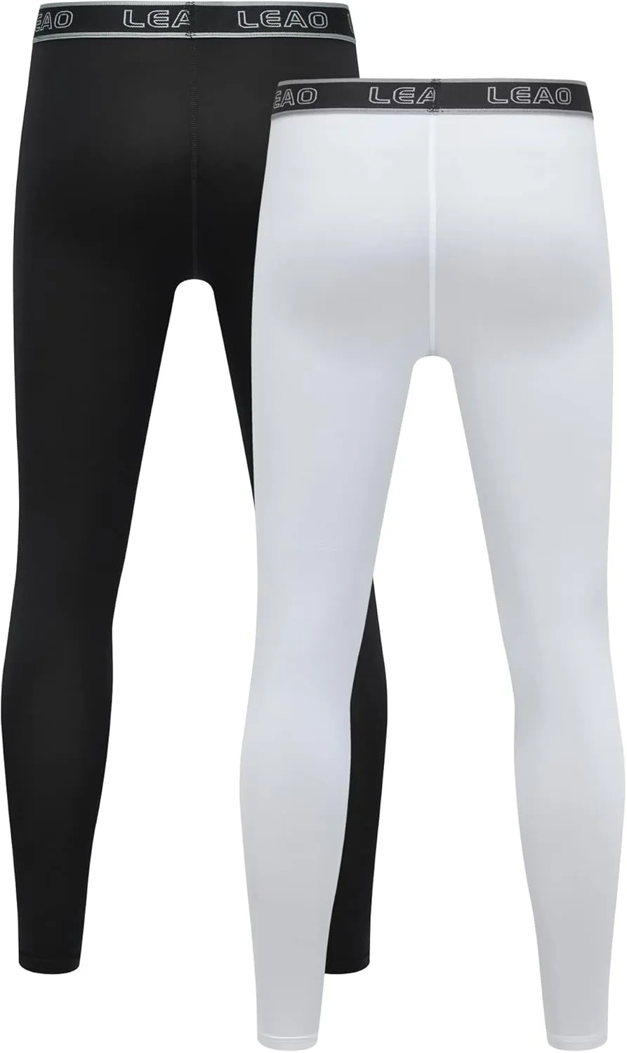 LEAO Youth Boys Compression Leggings Fleece Quick Dry Sports Tights Soccer Baseball Basketball Baselayer Pants