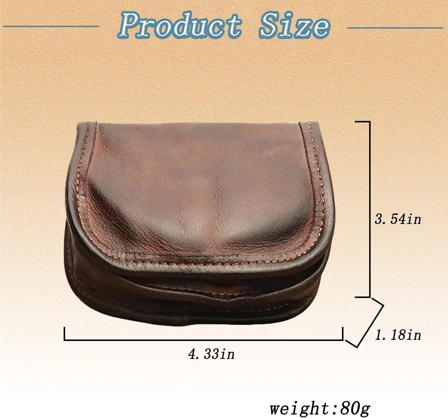 Leather Bi-Fold Coin Purse for Men - Push Button Closure, Cowhide Leather (Coffee color)