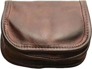 Leather Bi-Fold Coin Purse for Men - Push Button Closure, Cowhide Leather (Coffee color)