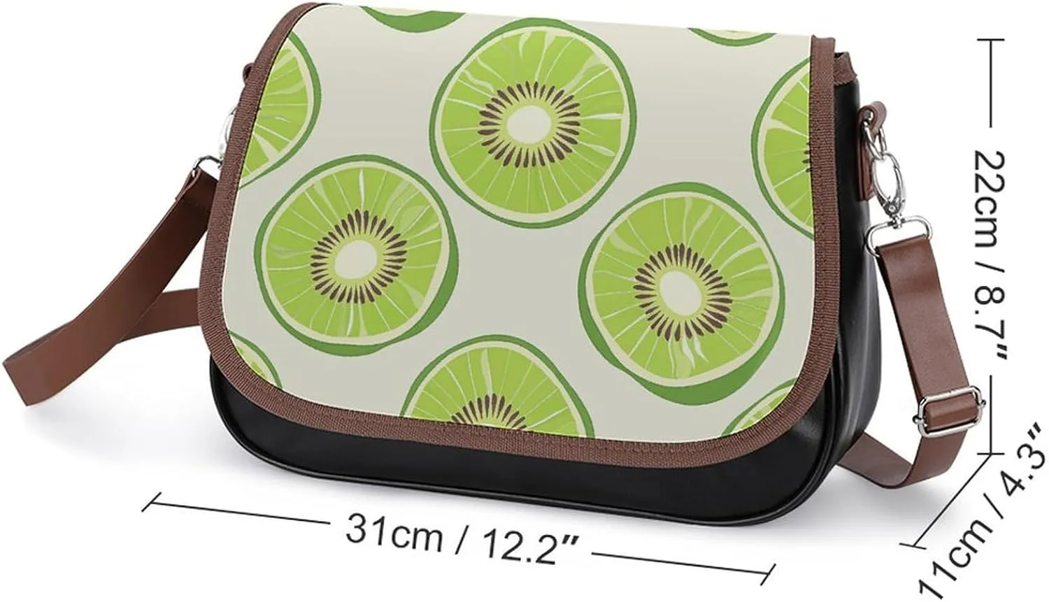 Leather Crossbody Bag for Women Bugs And Leaves Detachable Strap Handbags Travel Purse Shoulder Bag for Daily Use
