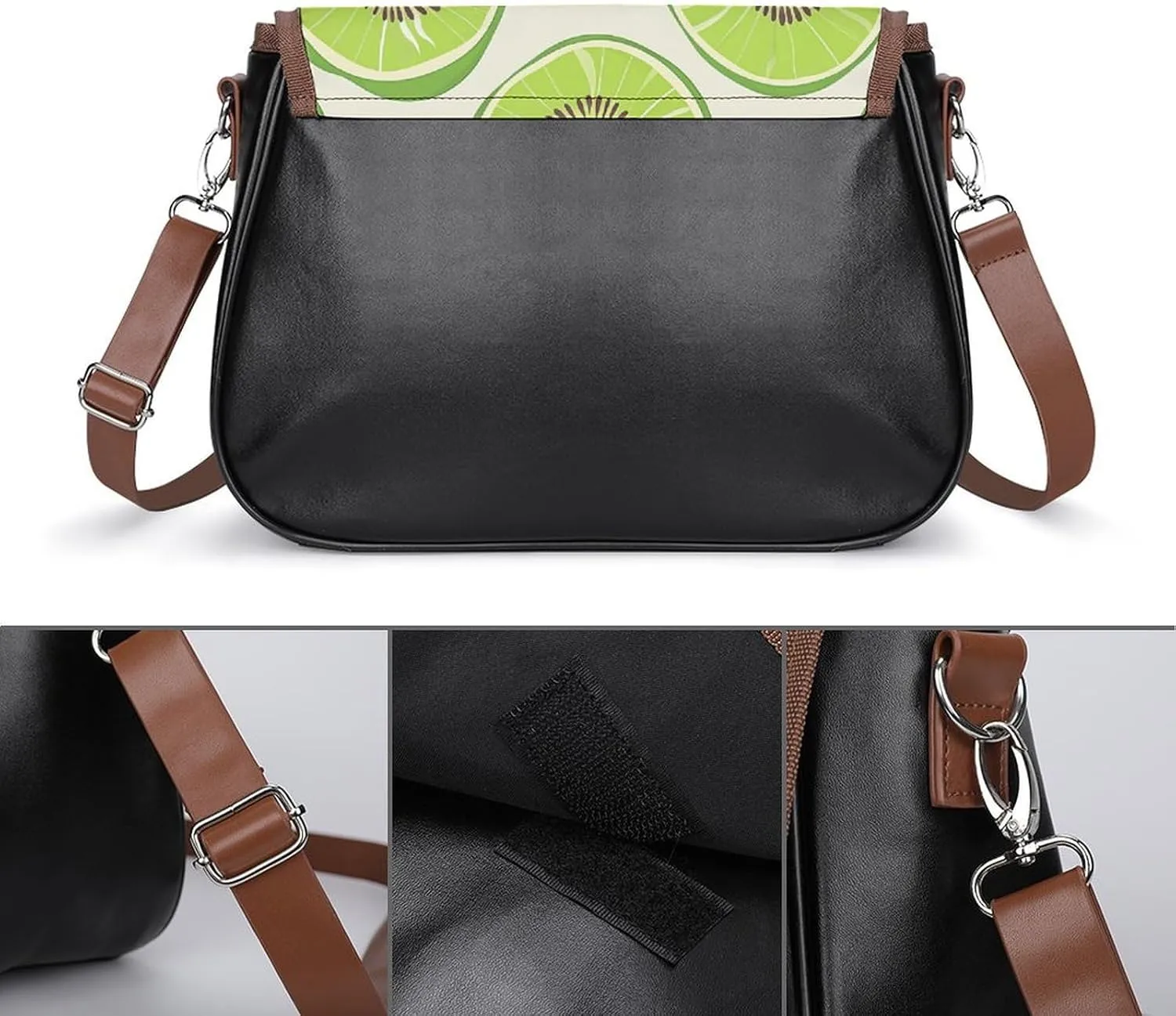 Leather Crossbody Bag for Women Bugs And Leaves Detachable Strap Handbags Travel Purse Shoulder Bag for Daily Use