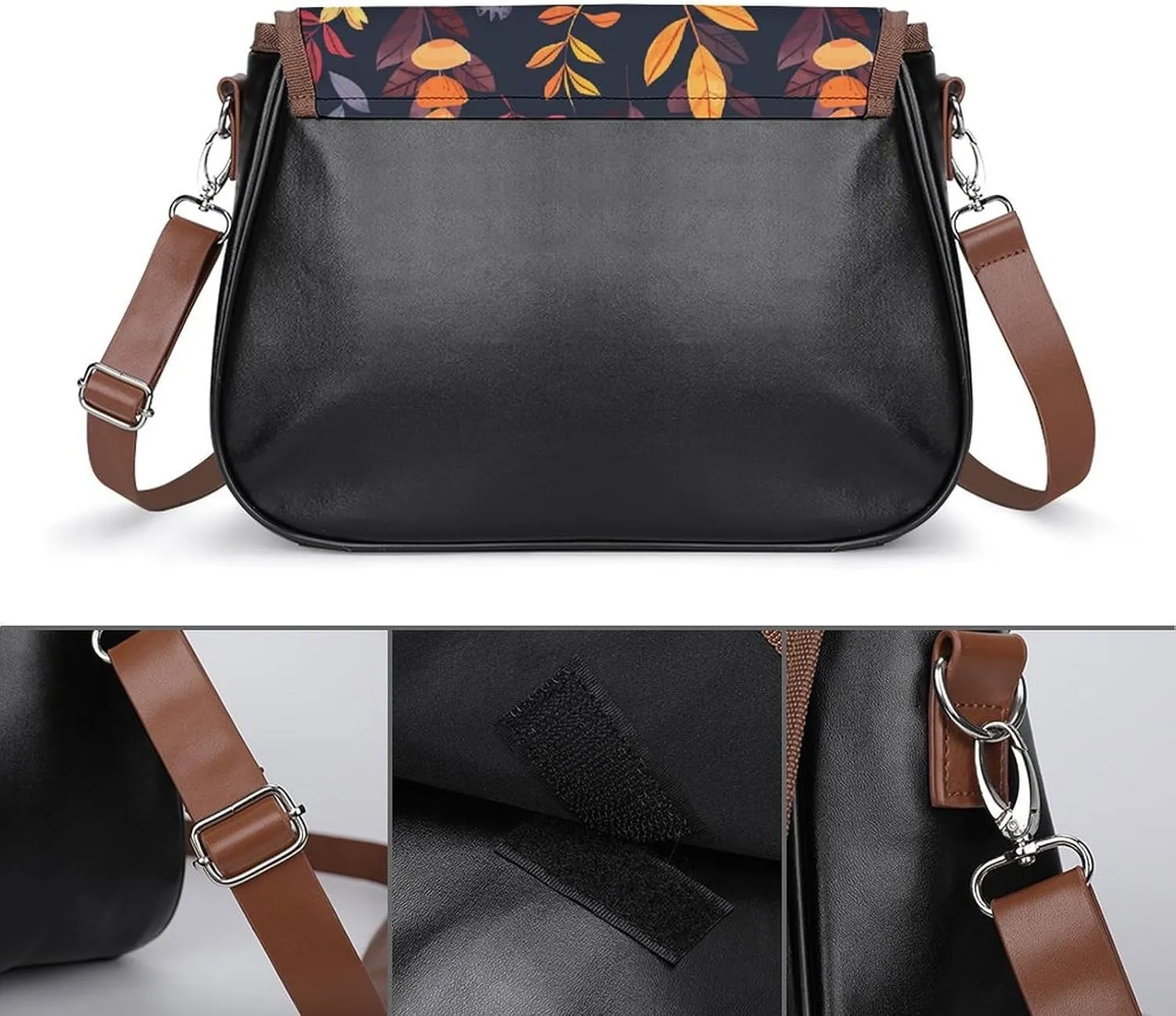 Leather Crossbody Bag for Women Sandwich Repeating Pattern Detachable Strap Handbags Travel Purse Shoulder Bag for Daily Use