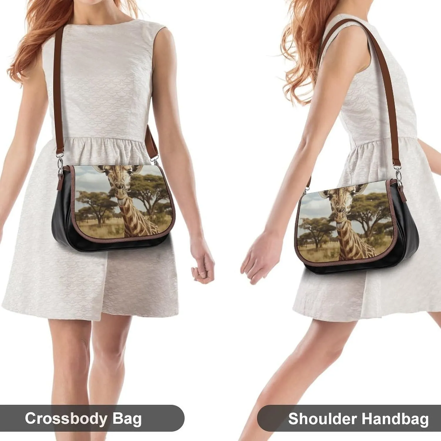 Leather Crossbody Bag for Women Sandwich Repeating Pattern Detachable Strap Handbags Travel Purse Shoulder Bag for Daily Use
