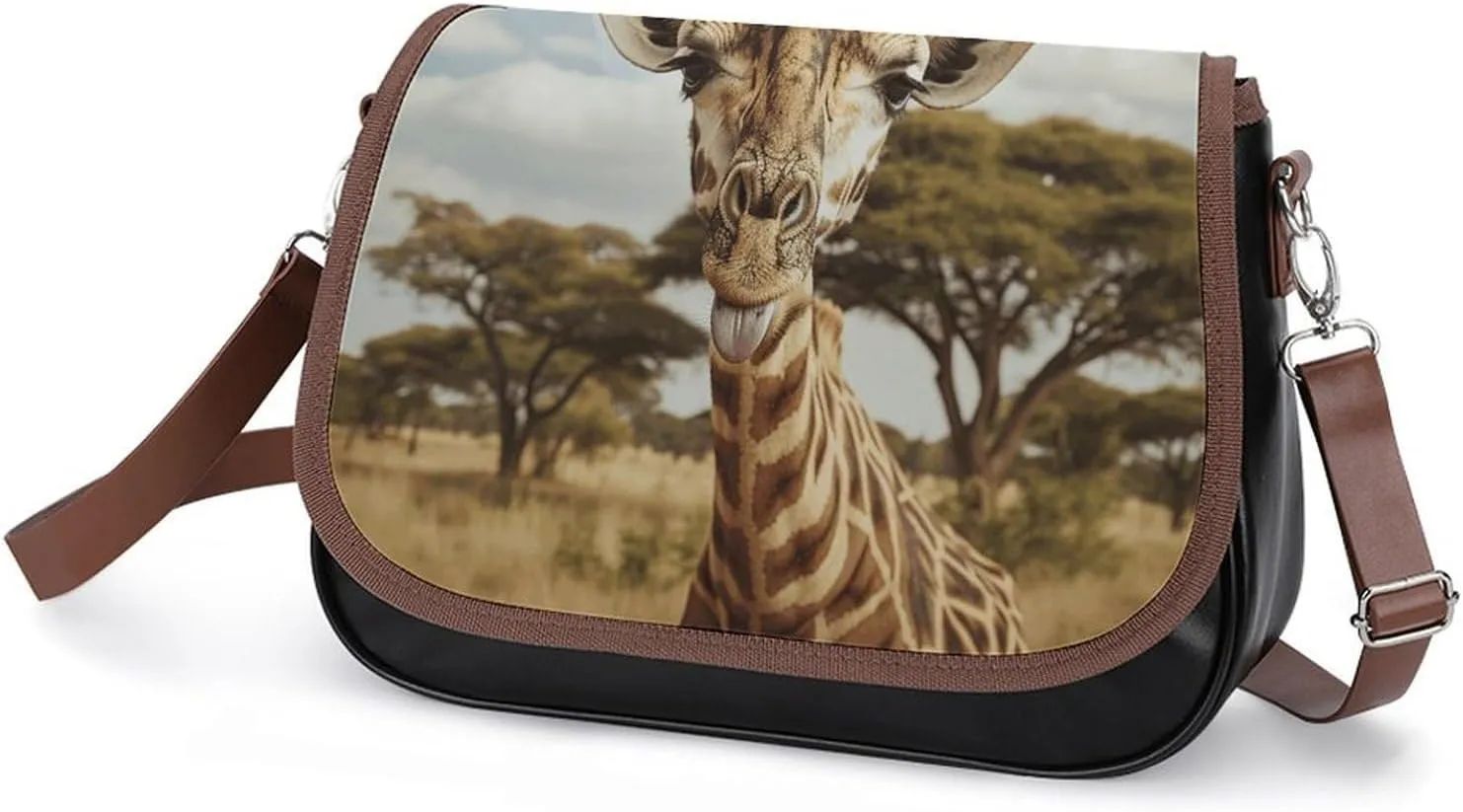 Leather Crossbody Bag for Women Sandwich Repeating Pattern Detachable Strap Handbags Travel Purse Shoulder Bag for Daily Use