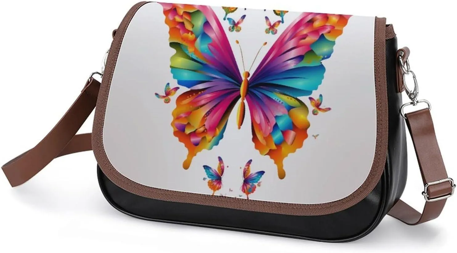 Leather Crossbody Bag for Women Squirrel Eats Nuts Detachable Strap Handbags Travel Purse Shoulder Bags for Daily Use