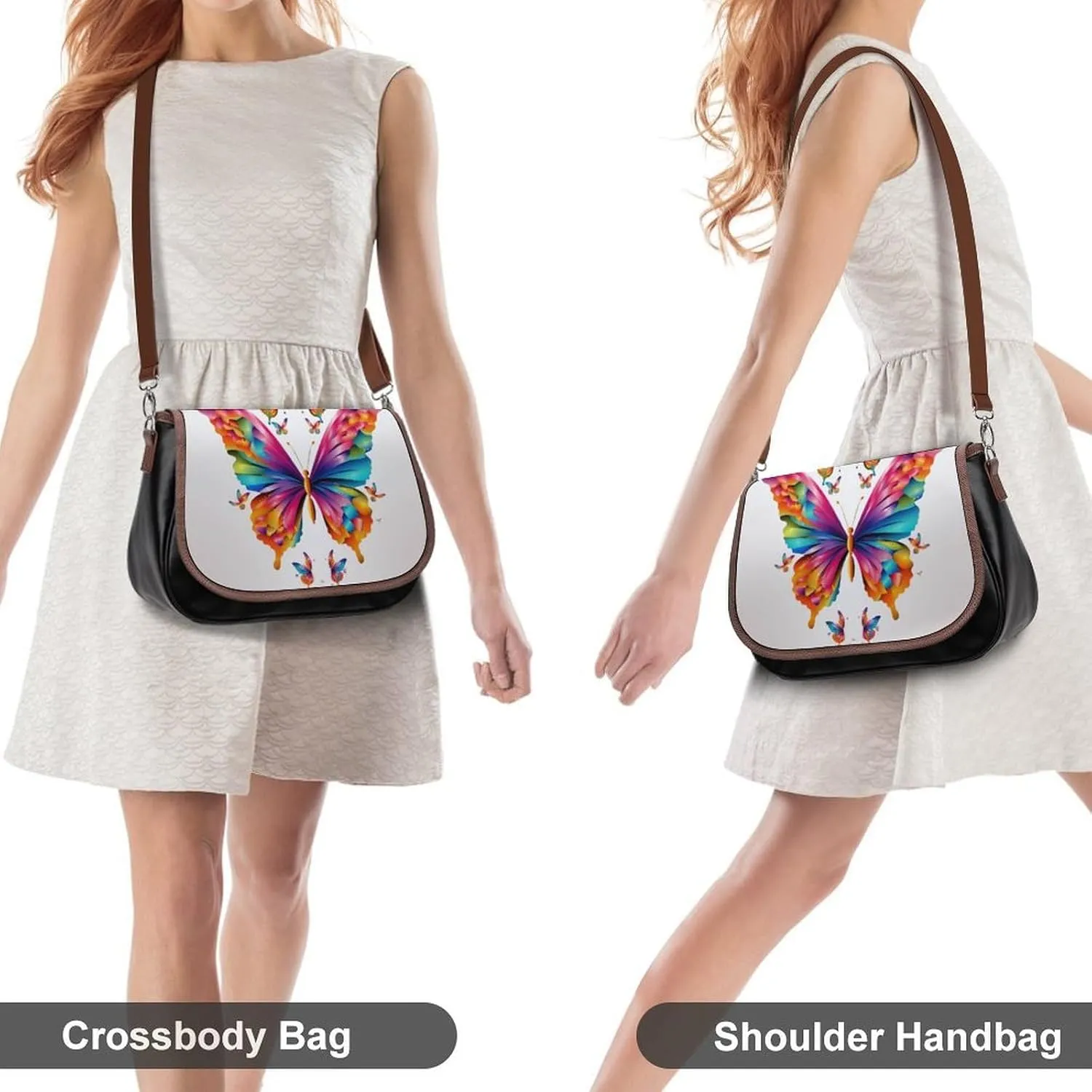 Leather Crossbody Bag for Women Squirrel Eats Nuts Detachable Strap Handbags Travel Purse Shoulder Bags for Daily Use