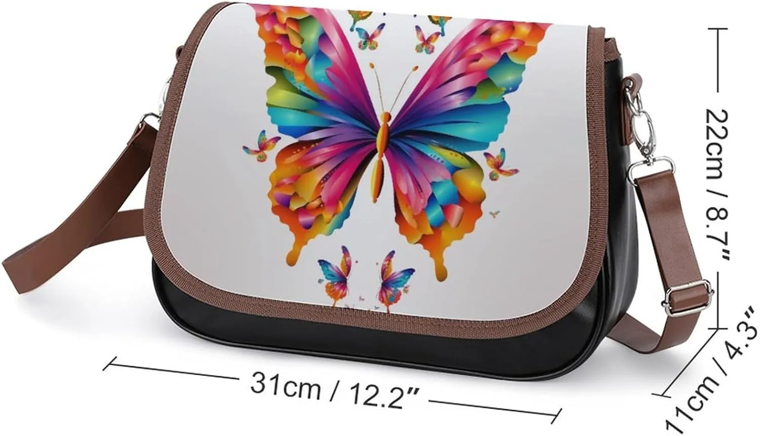 Leather Crossbody Bag for Women Squirrel Eats Nuts Detachable Strap Handbags Travel Purse Shoulder Bags for Daily Use