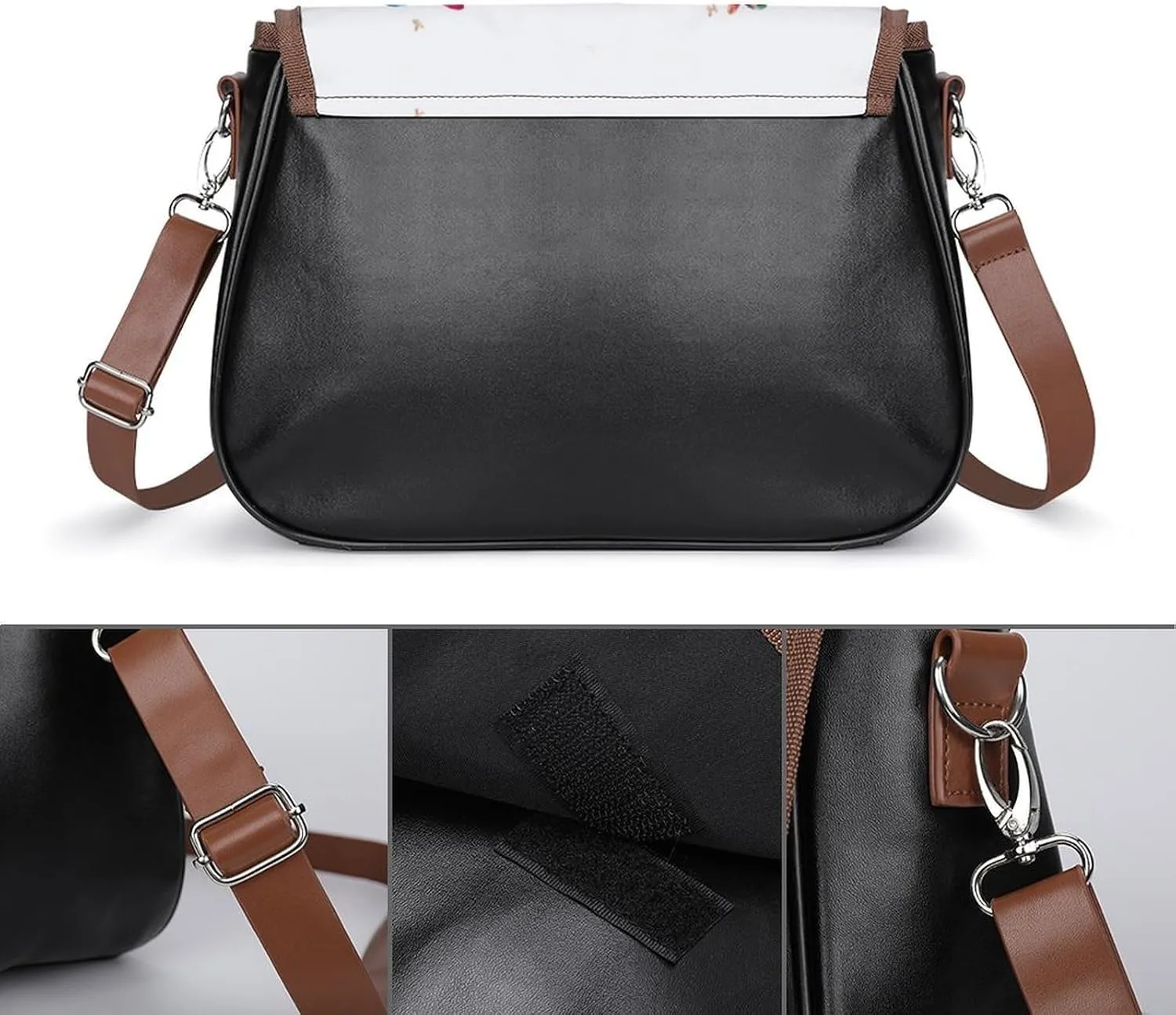 Leather Crossbody Bag for Women Squirrel Eats Nuts Detachable Strap Handbags Travel Purse Shoulder Bags for Daily Use