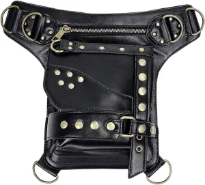 Leather Shoulder Bag Vintage Gothic Retro Steampunk Waist Pack Shoulder Bag Handbag Leg Purse