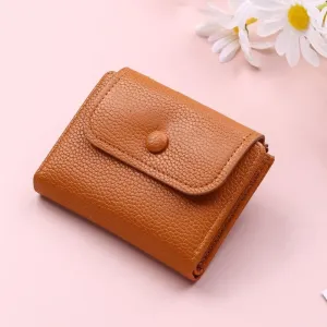 Leather Wallet Pu Leather Women's Wallet Short Large Capacity Purse Clutch Ladies Fashion Elegant Buckle Coin Pocket Card Holder Large Capacity (Pink,9.5x11.5cm)
