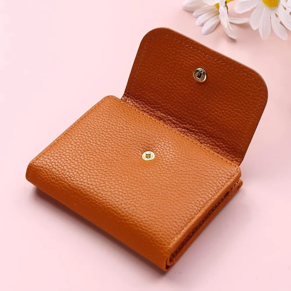Leather Wallet Pu Leather Women's Wallet Short Large Capacity Purse Clutch Ladies Fashion Elegant Buckle Coin Pocket Card Holder Large Capacity (Pink,9.5x11.5cm)